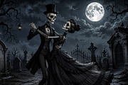 Skeleton Lovers Dancing Under Moon, an Arts & Entertainment Photo by Hamza067 (Thumbnail 1 of 2)