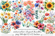 Watercolor Flower Collection Clipart, an Illustration by Designking (Thumbnail 1 of 5)