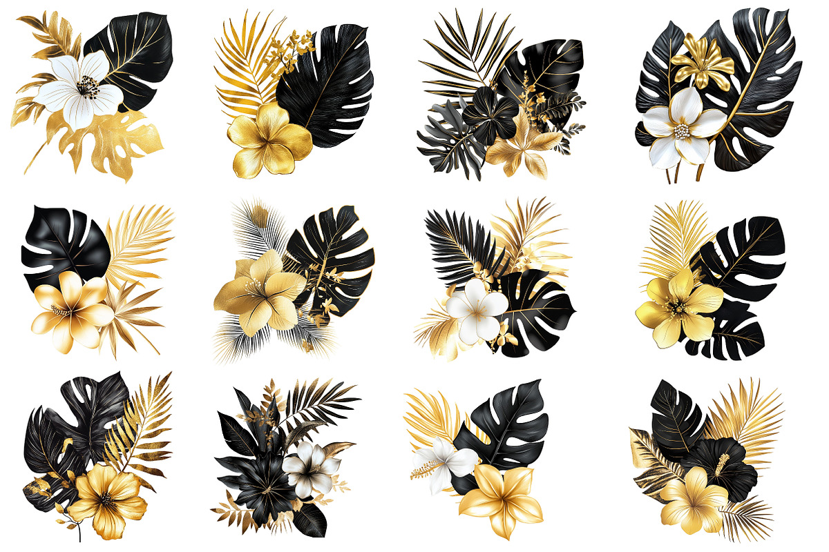 Black and Gold Tropical Clipart, an Illustration by Designworld (Photo 4 of 5)
