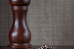 Black pepper featuring pepper, pot, and spice