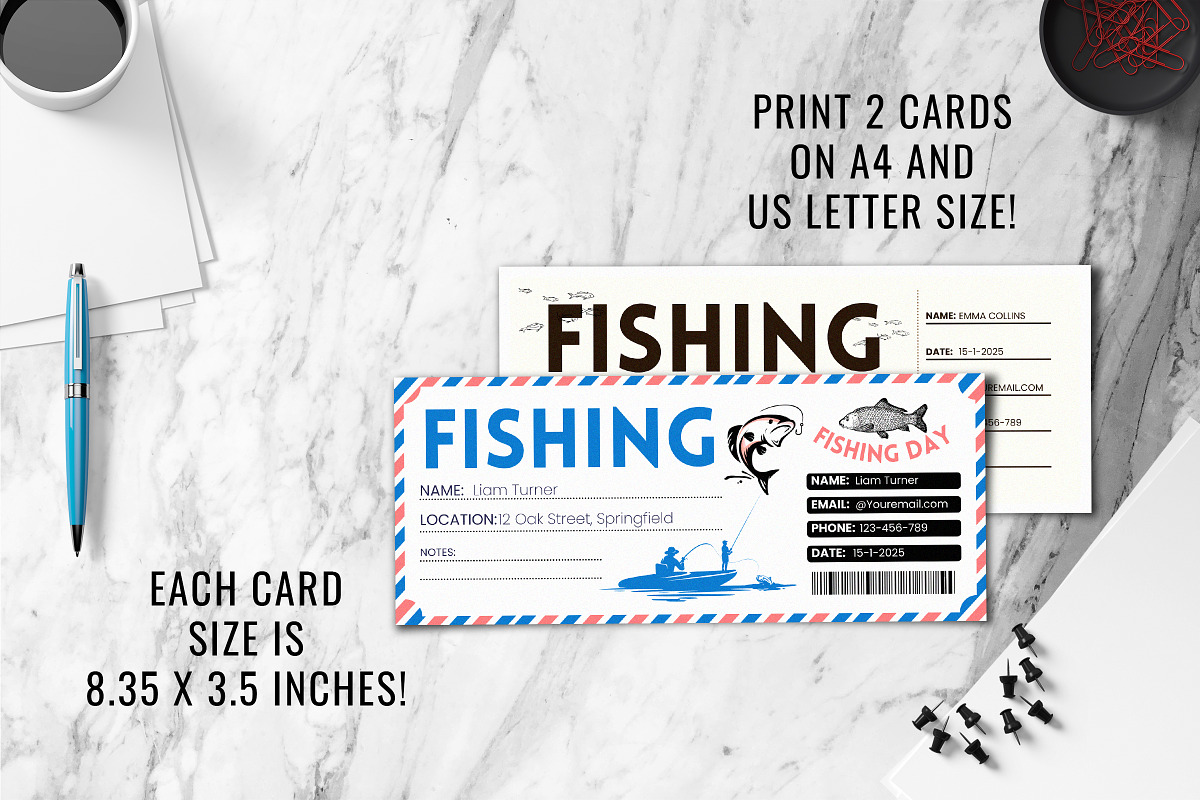 Fishing Ticket Gift Voucher Template, a Stationery Template by Snapybiz (Photo 7 of 10)
