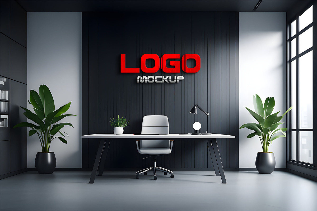 Modern Office Wall Logo Mockup, a Mockup by GenesisCreativeCo (Photo 2 of 3)