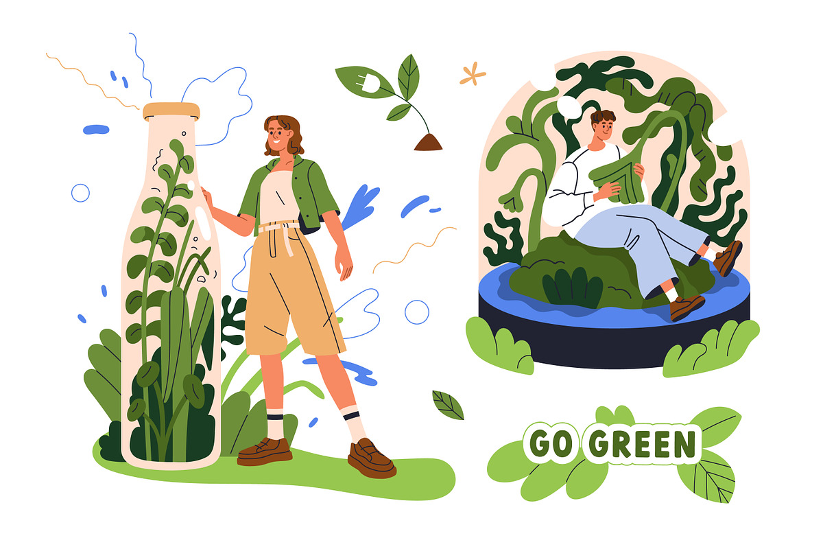 Eco-friendly concept. Ecology set, a Person Illustration by Good Studio (Photo 5 of 10)