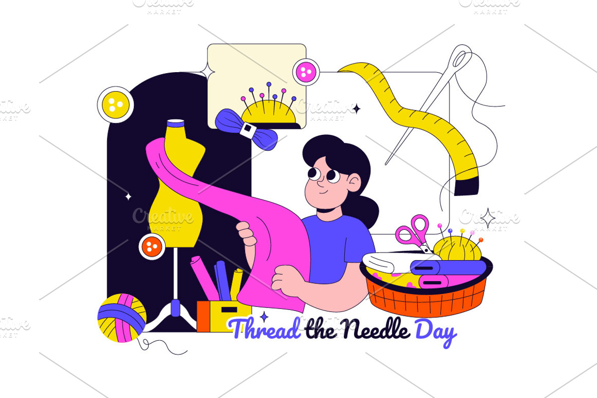10 Thread the Needle Day, a Person Illustration by denayunebgt (Photo 4 of 4)
