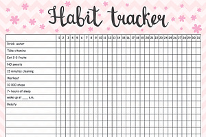 Habit Tracker Blank For Girls, Month