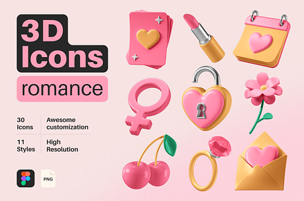 3D Icons Pack - Romance