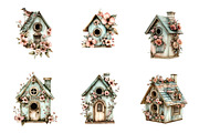 Whimsical Spring Birdhouse Clipart, an Illustration by SinaCreation (Thumbnail 3 of 11)