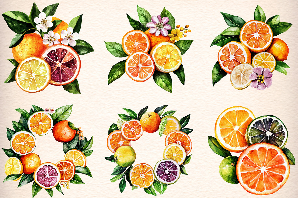 46 watercolor-citrus-fruit-clipart, an Illustration by GatewayDesign (Photo 4 of 9)