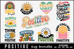 Positive Vibes SVG Bundle 10 Designs, an Object Graphic by BeeCraftR