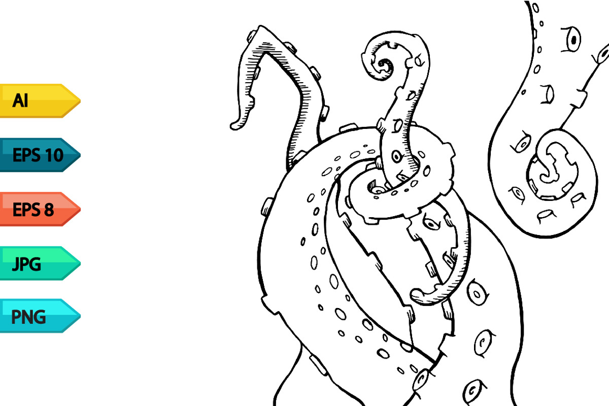Vector sketch octopus tentacles, a Pattern Graphic by julia_musdotter (Photo 5 of 10)