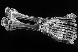 Detailed X-ray view of a human foot, a Photo by Tanuart