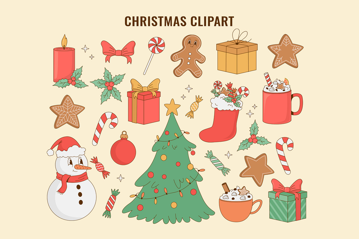 Retro Christmas Cartoon Characters, a Seasonal Illustration by Nadezhda Mikhailova (Photo 7 of 14)