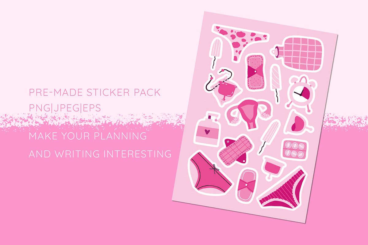 PERIOD: stickers, cliparts, patterns, a Healthcare Illustration by Elliko shop (Photo 7 of 9)