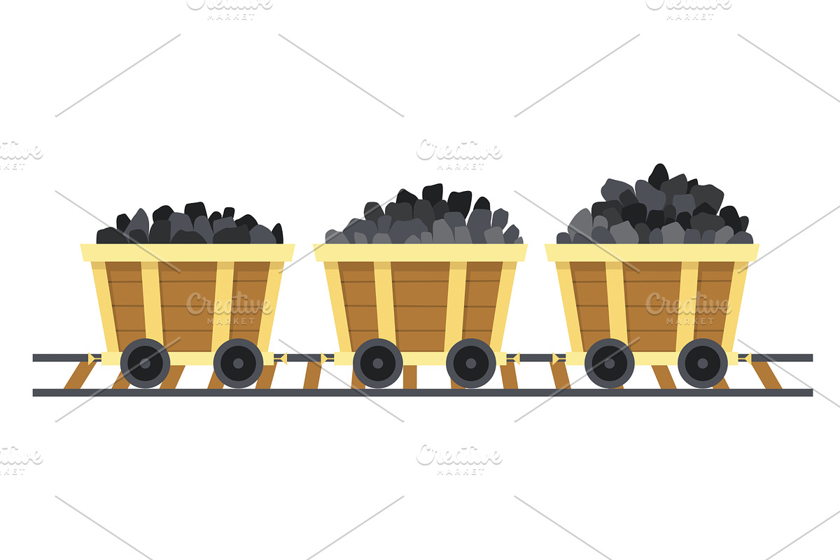 Mine coal trolley. Coal, a Transportation Illustration by Things for designers