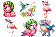 Quirky Whimsical Summer Bird Clipart, an Illustration by Watercolor design (Thumbnail 3 of 4)