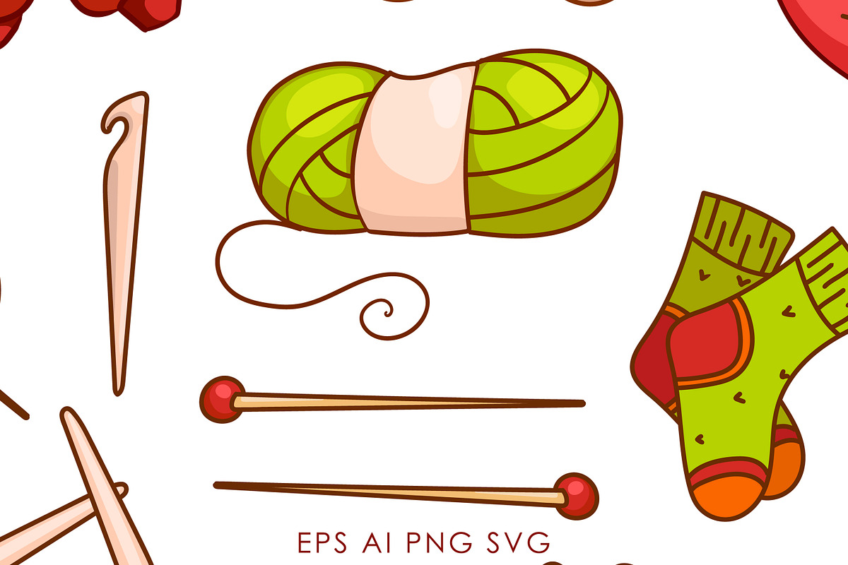 Cozy knitting, set of 21 elements, an Illustration by EshaStudio (Photo 2 of 2)