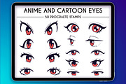 50 Anime and Cartoon Eyes Stamps, a Brush Add-On by SmuffizStudio (Thumbnail 1 of 4)