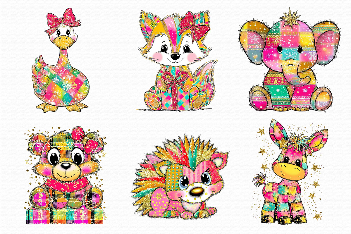 Funny Glitter Animal Clipart, an Illustration by Libby Wishes (Photo 3 of 7)