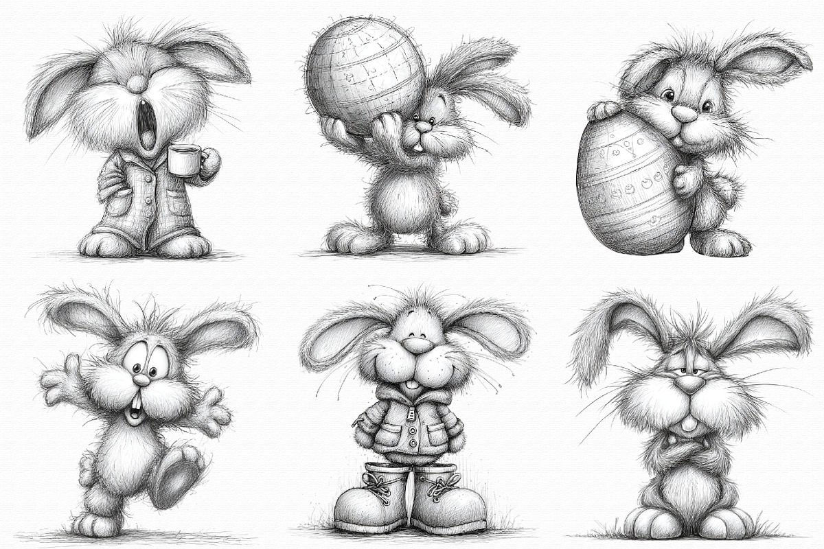 Funny Bunny Sketch Clipart, an Illustration by Libby Wishes (Photo 7 of 8)