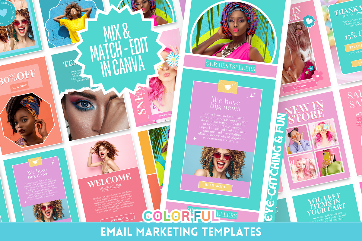 Colorful Newsletter Templates, an Email Template by SunshineStudioBoutique (Photo 1 of 9)
