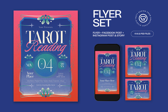 Blue Tarot Reading Flyer Set preview 4