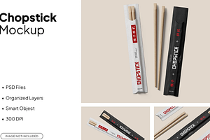 Chopsticks Mockup 3 Angles, a Merchandise Mockup by graphicsauce
