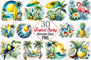 Tropical spring clipart, an Illustration by RobertsArt