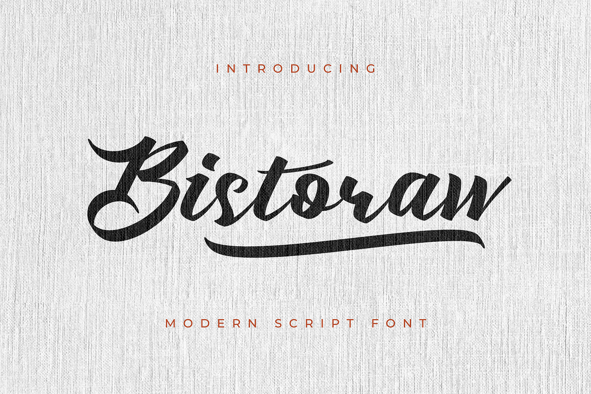 Bistoraw - Modern Script Font, a Script Font by Rishsketch (Photo 1 of 13)