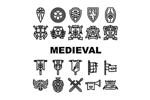 medieval heraldry arms shield, icons, an Object Illustration by pikepicture
