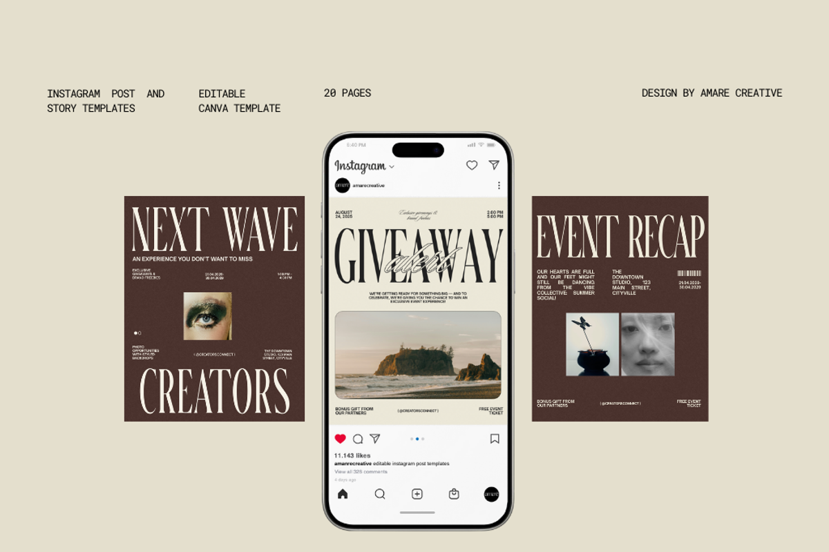40 Event Marketing Canva Templates, a Social Media Template by Amaré Creative (Photo 5 of 11)