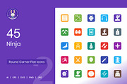 45 Ninja Filled Round Corner Icons, an Icon by IconBunny (Thumbnail 1 of 2)