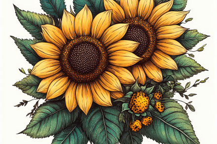 Vibrant Sunflowers Artistic Bouquet, an Abstract Photo by Pixeness