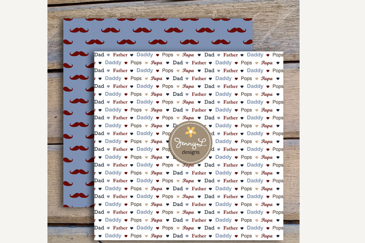 Father's Day Mustache Digital Paper, a Pattern Graphic by JennyL Designs (Photo 4 of 5)