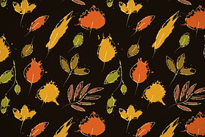 Color autumn leaves on black pattern
