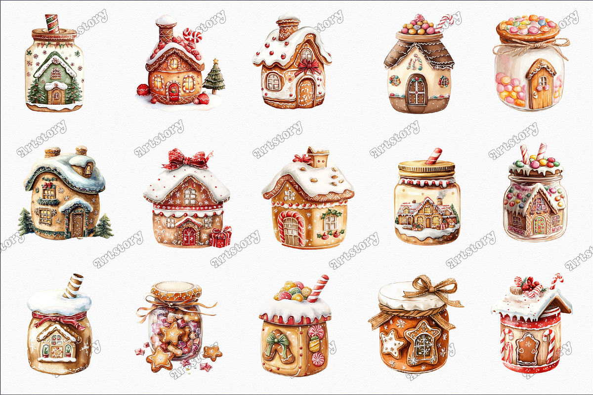 Christmas Jar Gingerbread House Clip, an Illustration by designcity5 (Photo 2 of 5)