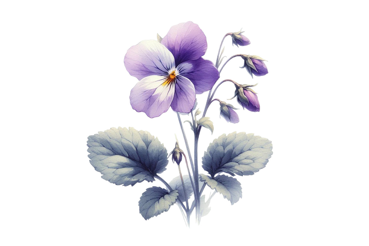 Violet Flower Watercolor Clipart, an Illustration by Designking (Photo 4 of 4)