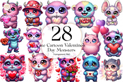 Cute Valentine Monster PNG Clipart, an Animal Illustration by KennedyStudio (Thumbnail 1 of 5)