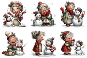 Christmas Grandma with Snowman, an Illustration by Craft Nest (Thumbnail 3 of 9)