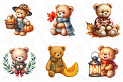 Watercolor Autumn Teddy Bear Clipart, an Illustration by DreamPrint404 (Thumbnail 2 of 6)