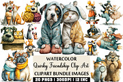 Watercolor Quirky Friendship Clipart, an Illustration by Craft Nest (Thumbnail 1 of 4)