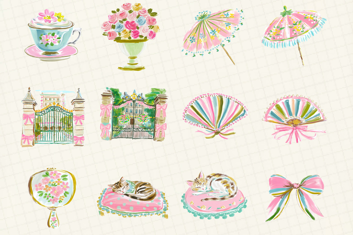 Romantic Chateau Watercolor Clipart, an Illustration by DreamCafeArt (Photo 3 of 6)