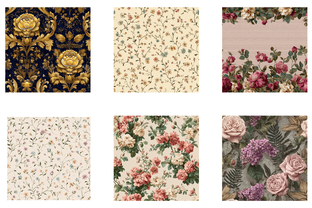 Victorian Botanical Floral Patterns, a Pattern Graphic by CreationArt (Photo 4 of 5)