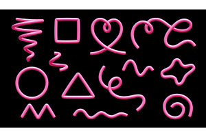 Pink 3d line doodle set with, an Illustration by YuliiaOsadcha