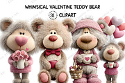 Whimsical Valentine Teddy Bear Clipa, an Illustration by Creative Art (Thumbnail 1 of 9)