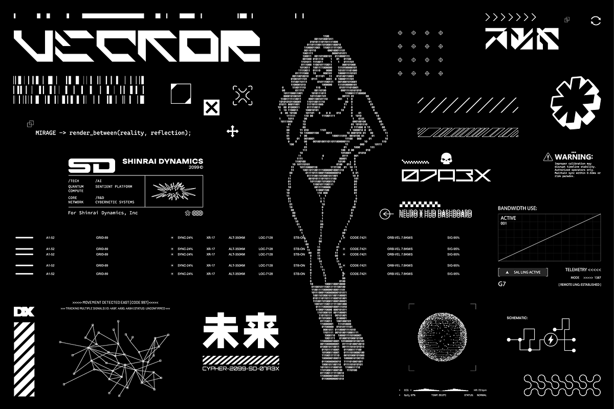 Cyberpunk Tech HUD Vector Pack, an Object Graphic by SergeyBitos (Photo 1 of 6)