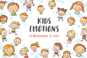 Doodle kids various emotion set