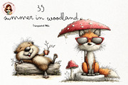 Summer Woodland PNG Clipart, an Animal Illustration by Nicolle's Colorful Art (Thumbnail 1 of 4)