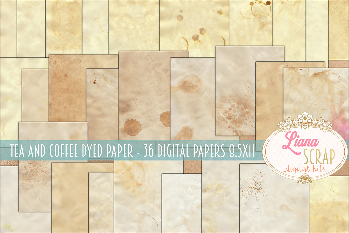 36 digital tea and coffee dyed paper, a Texture Graphic by LianaScrap (Photo 1 of 37)