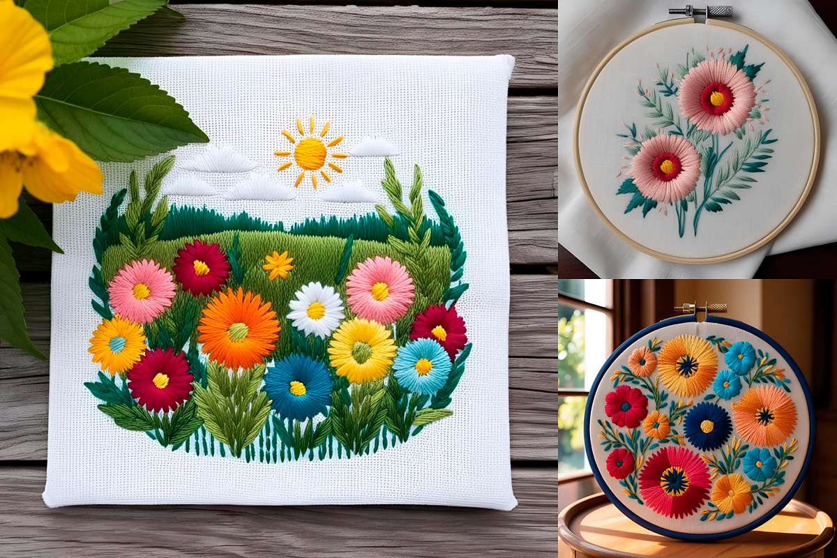 Embroidered Flower Idea Background, a Background Graphic by IrySha (Photo 1 of 5)
