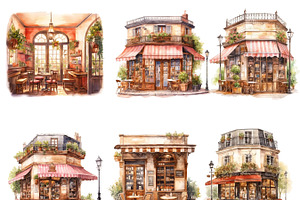 Watercolor Cozy Cafe Clip Art